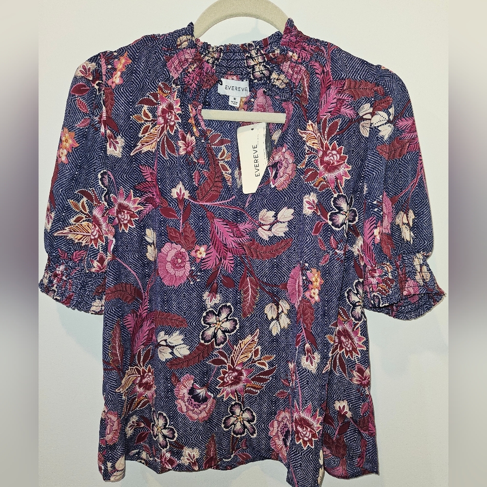 Evereve Kam Floral Blouse - Pink and Purple